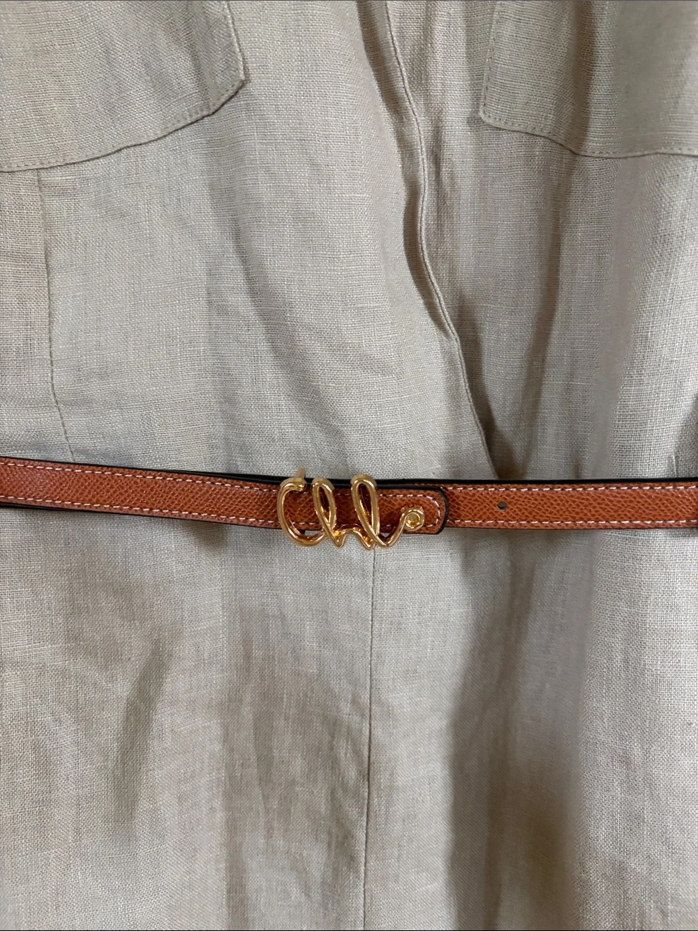 MNG beige color 100% linen jumpsuit